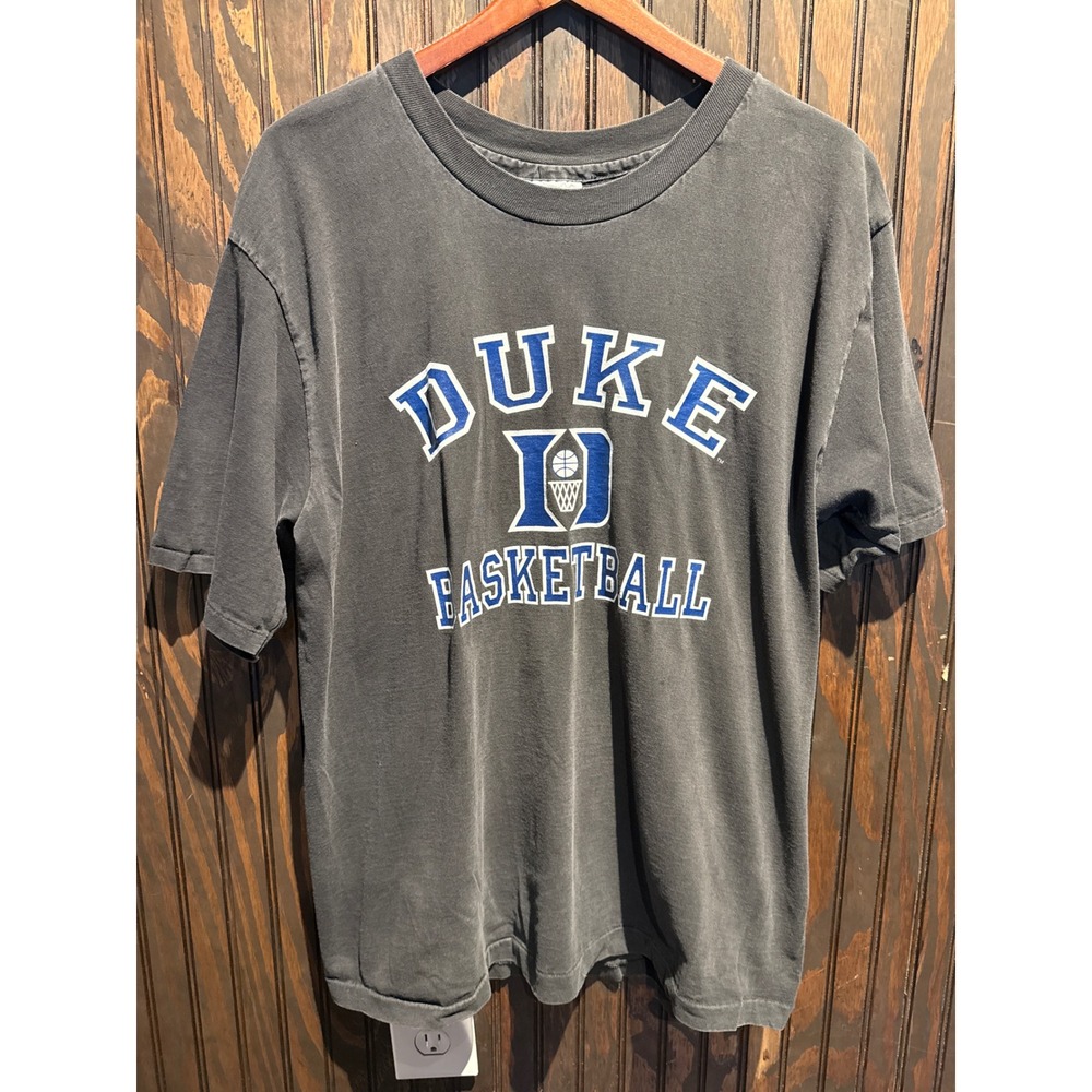 Vintage 1990 Duke Basketball T-Shirt Faded Black Blue Devils NCAA Crew Neck Tee